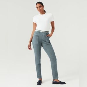 NWT Spanx Twill Straight Leg Pant color Hazy Blue Grey size XS